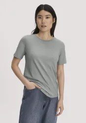 hessnatur Damen T-Shirt Regular aus Regenerative Organic Cotton (ROC) - blau - Größe 34