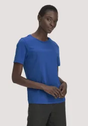 hessnatur Damen T-Shirt Regular aus Regenerative Organic Cotton (ROC) - blau - Größe 38