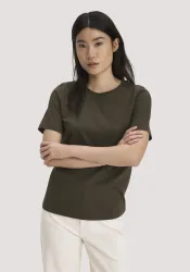 hessnatur Damen T-Shirt Regular aus Regenerative Organic Cotton (ROC) - grün - Größe 46