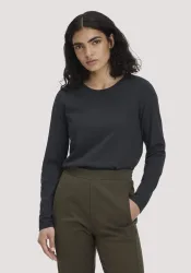 hessnatur Damen Longsleeve Relaxed aus Regenerative Organic Cotton (ROC) - schwarz - Größe 38