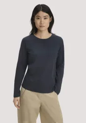 hessnatur Damen Longsleeve Relaxed aus Regenerative Organic Cotton (ROC) - blau - Größe 40