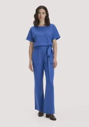 hessnatur Damen Jersey Jumpsuit Regular aus Bio-Baumwolle - blau - Größe 48