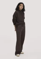 hessnatur Damen Sweathose Wide Leg Relaxed aus Bio-Baumwolle mit Recycling-Baumwolle - braun - Größe S
