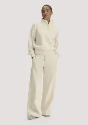 hessnatur Damen Sweathose Wide Leg Relaxed aus Bio-Baumwolle mit Recycling-Baumwolle - natur - Größe L
