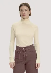 hessnatur Damen Longsleeve Slim aus Bio-Merinowolle und TENCEL? Lyocell - gelb - Größe 38