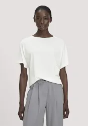 hessnatur Damen T-Shirt Oversize aus TENCEL? Lyocell und Bio-Baumwolle - weiß - Größe XS