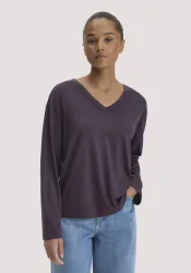 hessnatur Damen Longsleeve Oversize aus TENCEL? Lyocell und Bio-Baumwolle - lila - Größe M