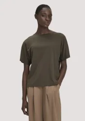 hessnatur Damen T-Shirt Oversize aus TENCEL? Lyocell und Bio-Baumwolle - grün - Größe L