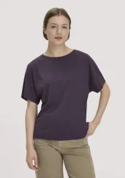 hessnatur Damen T-Shirt Oversize aus TENCEL? Lyocell und Bio-Baumwolle - lila - Größe L