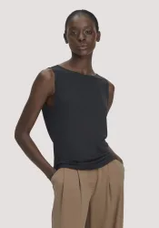 hessnatur Damen Jersey Top Relaxed aus TENCEL? Lyocell - schwarz - Größe 34