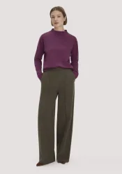 hessnatur Damen Hose Wide Leg Relaxed aus Bio-Baumwolle - grün - Größe 38