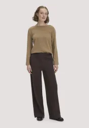 hessnatur Damen Hose Wide Leg Relaxed aus Bio-Baumwolle - braun - Größe 38