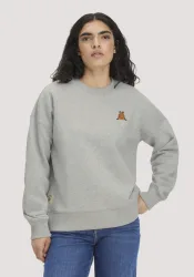 hessnatur Damen Sweatshirt DIE MAUS Oversize aus Bio-Baumwolle mit recycelter Baumwolle - grau - Größe S