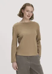 hessnatur Damen Heavy Jersey Longsleeve Relaxed aus Bio-Baumwolle - braun - Größe 40
