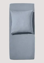 hessnatur Biber-Spannbett-Tuch aus Bio-Baumwolle - blau Grösse180x200 cm