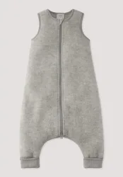 hessnatur Baby Wollfleece Schlafsack aus Bio-Merinowolle - grau - Größe 80cm