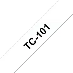 Brother TC-101 Authentic Schriftband Selbstklebend Schwarzer Druck auf Transparent 12 mm x 7.7m