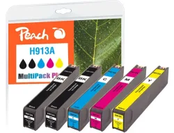 Peach HP 913 A 5 Druckerpatronen (bk, c/m/y) ersetzt HP No. 913A, L0R95AE, F6T77AE, F6T78AE, F6T79AE für z.B. HP PageWide 352 dw, HP PageWide Pro 450