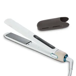 MEDION LIFE HS1 Glätteisen weiß, flexible Keramik-/Turmalin Heizplatten mit Temperatursensor, Display mit Temperaturanzeige, 5 regelbare Hitzestufen (165° - 210°)