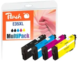 Peach E35 4 Druckerpatronen XL (bk, c/m/y) ersetzt Epson T3596, No. 35XL, C13T35964010 für z.B. Epson WorkForce Pro WF -4720 DWF
