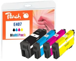 Peach E407 4 Druckerpatronen (bk/c, m, y) ersetzt Epson No. 407 für z.B. Epson WorkForce Pro WF -4745 DTWF