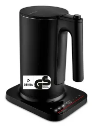 MEDION LIFE Digitaler Wasserkocher MD12106 schwarz, 2.200 Watt Leistung, 1,5 Liter Kapazität, LED-Display, LED-leuchtbalken, automatische Programme, Kindersicherung