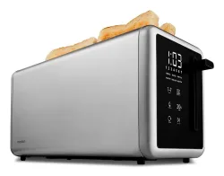 MEDION LIFE Toaster MD12103 silber, 2 lange Toastschlitze für bis zu 4 Toasts, LED Sensor-Touch-Display, 7 Bräunungsstufen und 5 Automatikprogramme