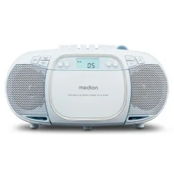 MEDION LIFE E66476 Tragbare CD-Boombox, CD-Player, Kassettendeck, FM-Radio, USB-MP3-Wiedergabe, 30 Senderspeicher, Batteriebetrieb