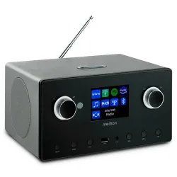 MEDION LIFE P85444 2.1 Internetradio titan, 8,1 cm (3,2'') TFT-Display, riesige Auswahl an Internet-Radiosendern & Podcasts, DAB+/UKW Radio (je 40 Senderspeicher), Bluetooth®, WLAN, 2 x 7,5 W + 15 W Subwoofer RMS