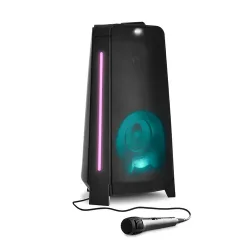 MEDION LIFE® P61552 Partylautsprecher, tragbares Bluetooth® Soundsystem mit PLL-UKW Stereo Radio, raumfüllender Klang dank innovativem Designs, TWS-Funktion, verschiedene Lichteffekte, 2 x 22 W RMS