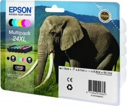 Epson E24XL Druckerpatronen XL (bk, cy, cyph, ma, maph, ye) - Epson No. 24XL, C13T24384010 für z.B. Epson Expression Photo XP -55