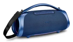 MEDION LIFE P61768 Tragbarer Bluetooth® Lautsprecher XL blau, Dual Illuminated & Lightstrip (RGB-Lichteffekte), Bluetooth® 5.3, integrierter Akku mit bis zu 30 Stunden Laufzeit, robustes & mobiles Design, 2 x 25 W + 50 W RMS