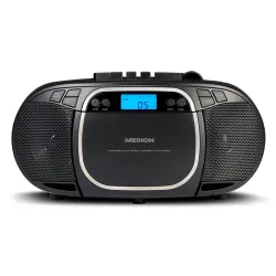 MEDION LIFE E66476 Tragbare CD-Boombox, CD-Player, Kassettendeck, FM-Radio, USB-MP3-Wiedergabe, 30 Senderspeicher, Batteriebetrieb