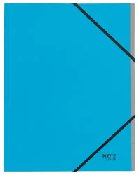 Leitz® Sammelmappe Recycle, A4, 6 Fächer mit Blanko-Taben, Inhaltsverzeichnis, Gummibandverschluss, 100 % recycelbar, Karton, blau