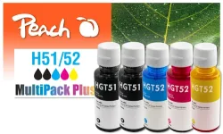 Peach HP GT51/GT52 5 Druckerpatronen (2*bk, c/m/y) ersetzt HP GT51, GT52, M0H57AE*2, M0H54AE, M0H55AE, M0H56A für z.B. HP DeskJet GT 5800