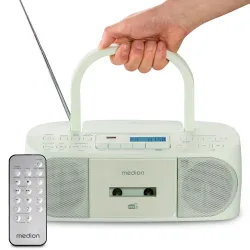 MEDION LIFE DRX-1 Plus Boombox grün, DAB+/PLL-UKW-Stereo Radio, Bluetooth® 5.4, CD-Kassetten-Radio mit MP3-Wiedergabe, USB Anschluss, CD-R/RW kompatibel, AUX-In, 2 x 3 W RMS