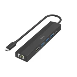hama 00200144 USB-C-Hub, Multiport, 6 Ports, 3x USB-A, USB-C, HDMI?, LAN/Ethernet
