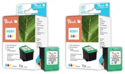 Peach HP 351 2 Druckköpfe 2*col ersetzt HP No. 351*2, CB337EE*2 für z.B. HP DeskJet D 4200, HP DeskJet D 4260, HP DeskJet D 4300, HP DeskJet D 4360