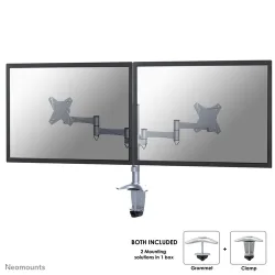Neomounts Monitor-Tischhalterung FPMA-D1330DSILVER 2 Display(s) 25,4 cm (10) - 68,6 cm (27) Silber Höhenverstellbar,