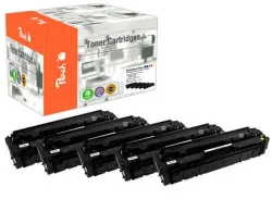 Peach HP 201 A 5 Toner (2*bk, c/m/y) ersetzt HP No. 201A, CF400A*2, CF401A, CF402A, CF403A für z.B. HP Color LaserJet Pro MFP M 277 dw