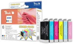 Peach E807 6 Druckerpatronen (bk, cy, cyph, ma, maph, ye) ersetzt Epson T0807, C13T08074011 für z.B. Epson Stylus Photo PX 730 WD