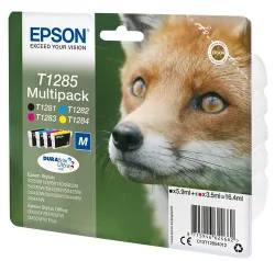 Epson E128 Druckerpatronen (bk, c, m, y) - Epson T1285, C13T12854010 für z.B. Epson Stylus SX 230, Epson Stylus SX 235 W, Epson Stylus S 22