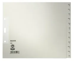 Leitz Dez - Jan Register DIN A4 Überbreite (halbe Höhe) Grau 12-teilig Pappkarton 3 Löcher 1230