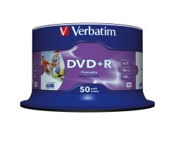 Verbatim 43512 DVD+R Rohling 4.7 GB 50 St. Spindel Bedruckbar
