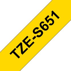 Schriftband Extra stark klebend Brother TZe TZe-S651 Bandfarbe: Gelb Schriftfarbe:Schwarz 24 mm 8 m