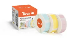 Peach Thermoetikettenband hellblau, hellgelb und pink | 12x40mm | 180 Etiketten pro Rolle | 3 Farben | PE103