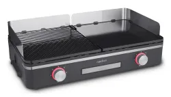MEDION LIFE Tischgrill mit Dual-Zonen-System (MD12027), 2,400 Watt, 2 abnehmbare Platten, PFAS Frei, LED-Statusanzeige (weiß, rot, grün), IPX4-Schutz