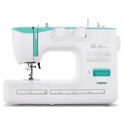 MEDION LIFE Freiarm-Nähmaschine SM60 (MD10689) türkis, einstellbare Stichlänge und Stichbreite, automatischer Einfädler, 60 verschiedene Stichmuster, integriertes Zubehörfach, 60 Watt Motorleistung