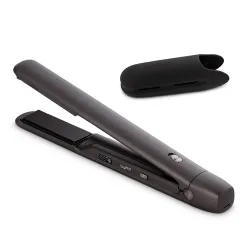 MEDION LIFE HS2 kabelloses Glätteisen grau, flexible Keramik-/Turmalin Heizplatten mit Temperatursensor, Display mit Temperatur- und Akkuanzeige, 5 regelbare Hitzestufen (165° - 210°)