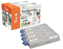 Peach O4648/49 4 Toner (bk, c/m/y) ersetzt OKI 46490404, 46490403, 46490402, 46490401 für z.B. OKI C 532 DN, OKI C 542 DN, OKI MC 563 DN